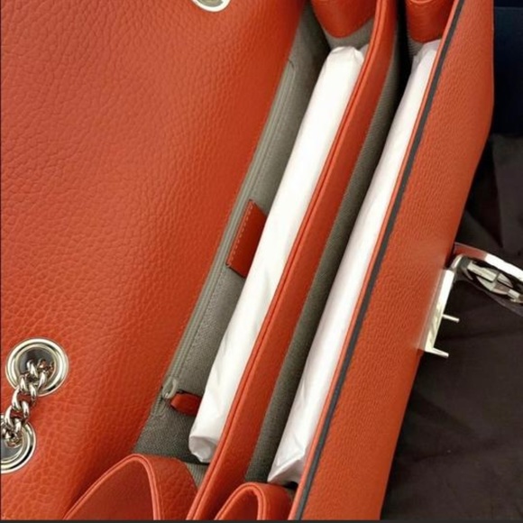 ❤️GUCCI❤️NEW pebbled leather interlocking G orange - Picture 7 of 7